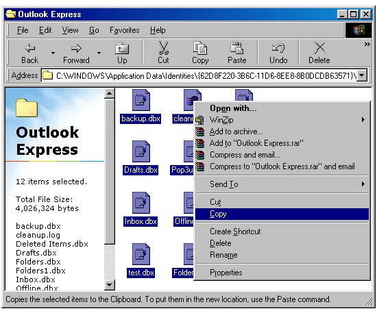 where does outlook express export to
