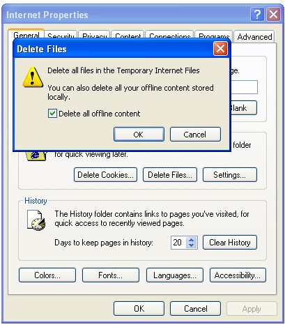 how to eliminate temporary internet files